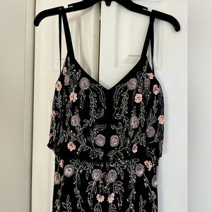 Adrianna Papell Black Floral Sequin Evening Dress